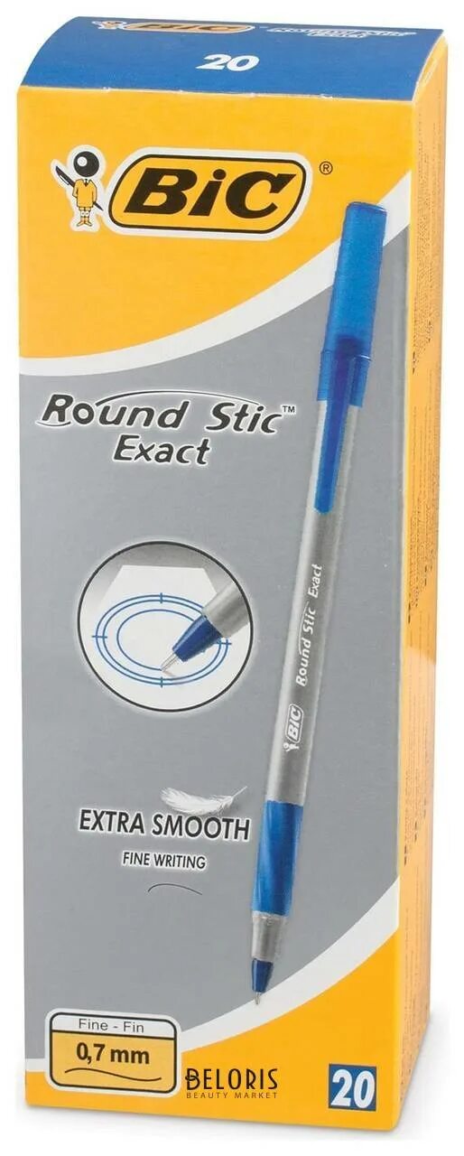 Ручка шариковая одноразовая BIC Round Stic exact синяя. Ручка шариковая BIC "Round Stic exact" синяя, 0,8мм, грип. К/Т ручка шар. BIC Round Stic exact синяя 0,7мм грип 918543. Ручка шариковая BIC Round Stic exact синяя, 8 шт. Ручка bic round