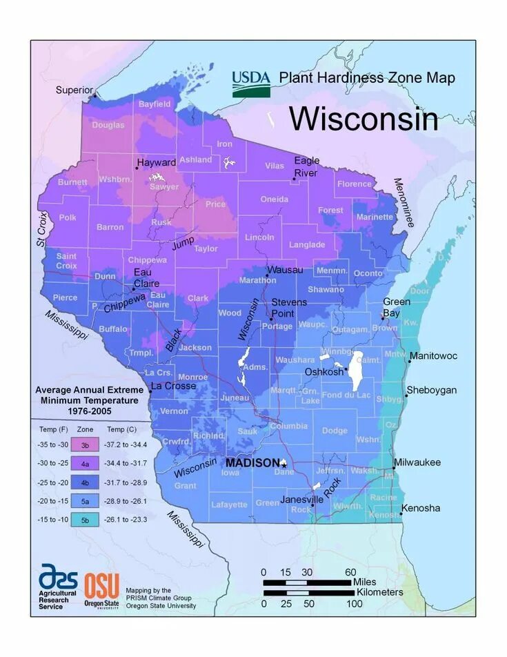 Висконсин на карте. Висконсин климат. Карта USDA. Hardiness Zone Map.