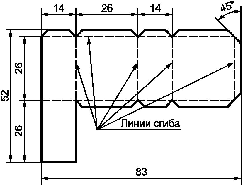Как показывают линии сгиба. Линия сгиба на чертеже. Линия сгиба на развертках. Обозначение линий сгиба на развертках. Линия перегиба на чертеже.