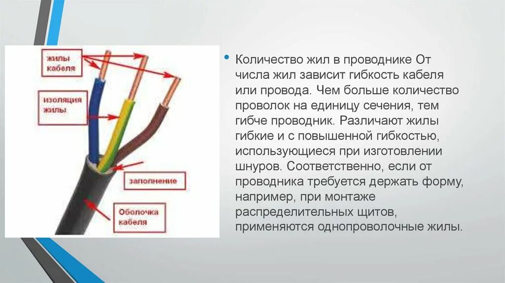 Сколько жил в кабеле. Число жил в кабеле. Характеристики электрических кабелей. Количество жил. От чего зависит количество жил в кабеле.