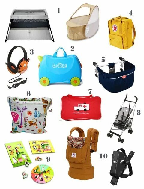 Items for Travel. Travelling Kids. Travelling items.