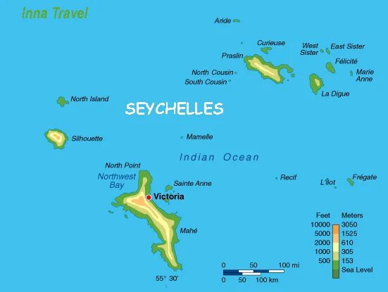 Карта Сейшельских островов на карте.