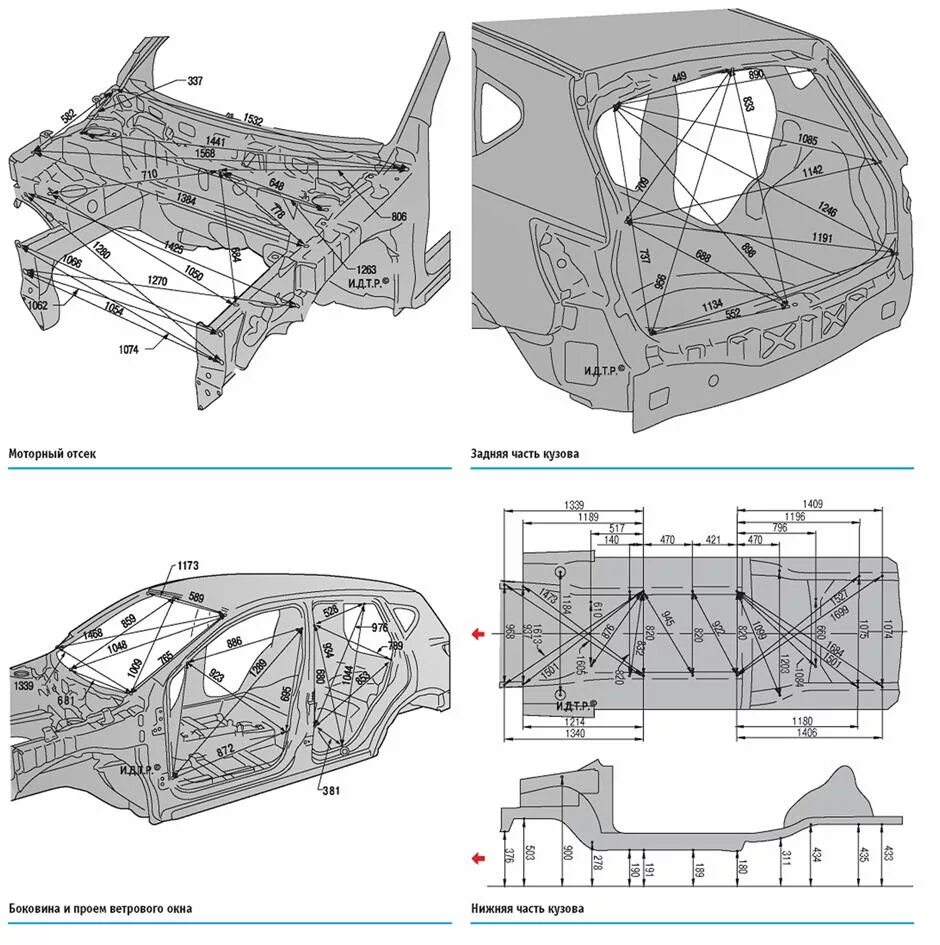 Размеры кузовных ремонтов. Геометрия моторного отсека Ниссан x-Trail t31. Геометрия кузова Рено Дастер 2015. Диагонали кузова Рено Сандеро 1. Контрольные Размеры кузова Рено Логан 2.