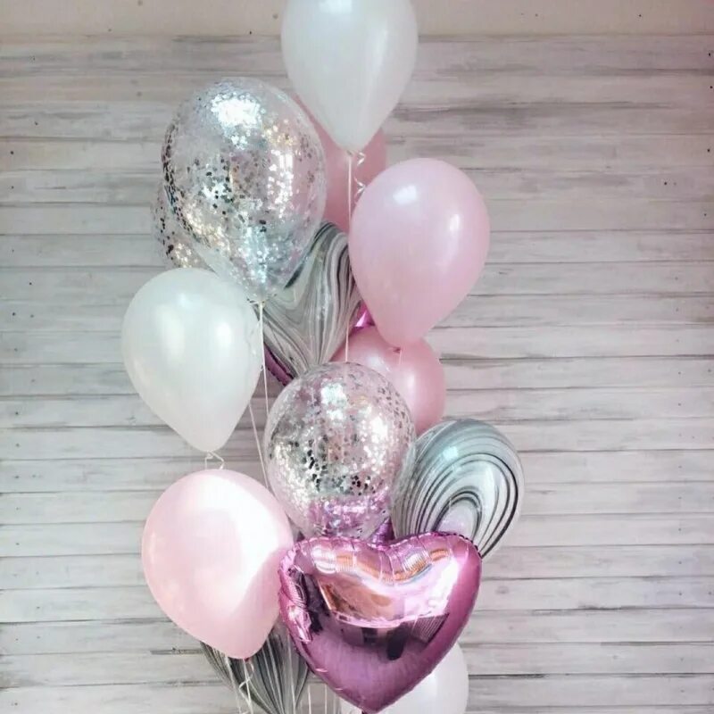 Гелевые шарики на рождение. Нежные воздушные шары. Стильные шары. Фонтан из розовых шаров. Красивые композиции с шарами.