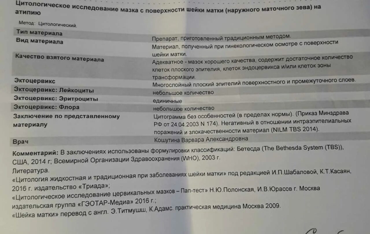 Дегенеративные изменения цитограмма