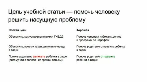 Примеры хороших и плохих целей