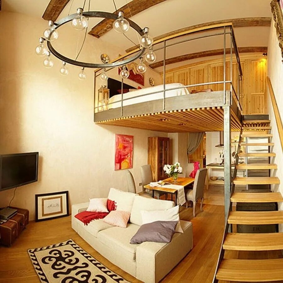 Лестница лофт в антресольный этаж. Маленькие двухэтажные квартиры. Двухъярусные комнаты с высокими потолками. Гостинаяс высокими потолкамии. Русски второй уровень
