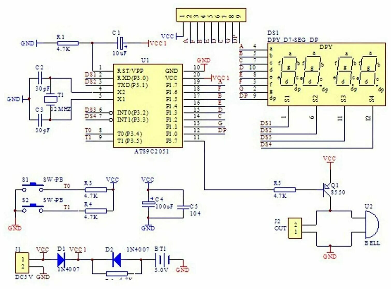 Набор для сборки часы. Цифровые часы DIY Kit 6 бит c51 at89c2051 схема. Kit электронные часы c51 4 бит at89c2051. At89c2051 часы питание. Схема электронных часов at89c2051.