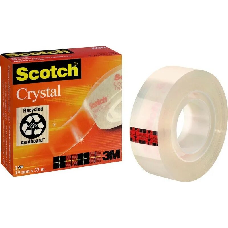 Scotch. Лента канцелярская scotch cristal 600, прозрачная, 19мм х 33м, 3 м.. scotch скотч crystal 600rus. клейкая лента 3m scotch канцелярская 19мм*33м. клейкая лента канцелярская 3m scotch 600 19х33 кристально-прозрачная.