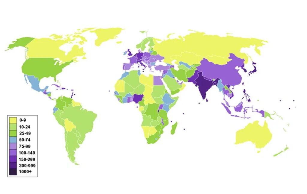 Средний показатель плотности стран. Карта плотности населения стран. Плотность населения по странам карта.