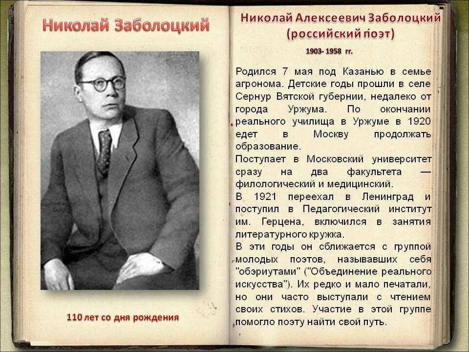 Судьба николая алексеевича. Краткая автобиография Заболоцкого.