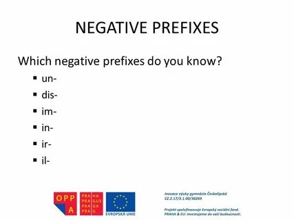 Negative prefixes adjectives