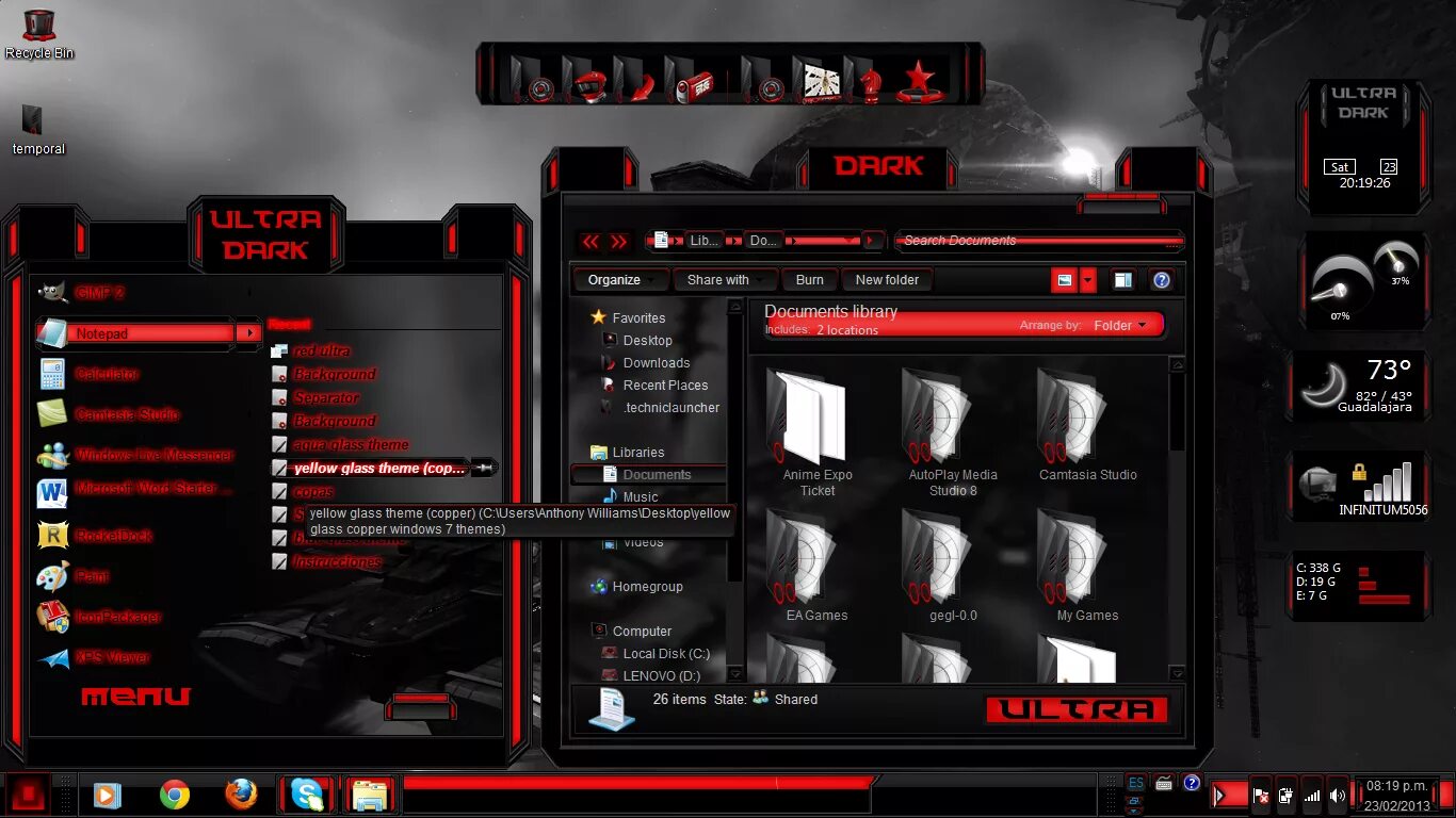 Windows 7 themes. Тёмные темы для windows 7. windows 7 черная тема. темы красно черные для windows 7.