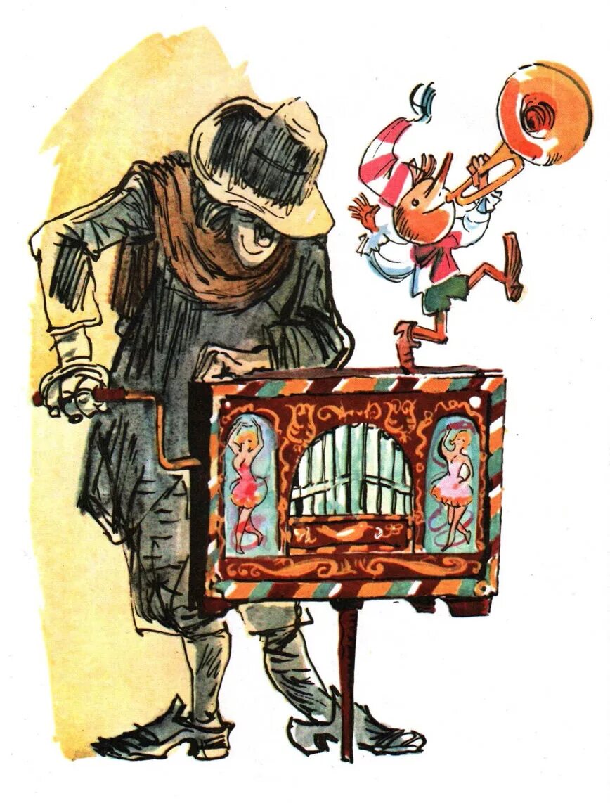 Папа карло шарманщик и буратино. Шарманщик карло из золотого ключика. Приключения буратино шарманщик карло. Буратино и шарманщик. Буратино и шарманщик.
