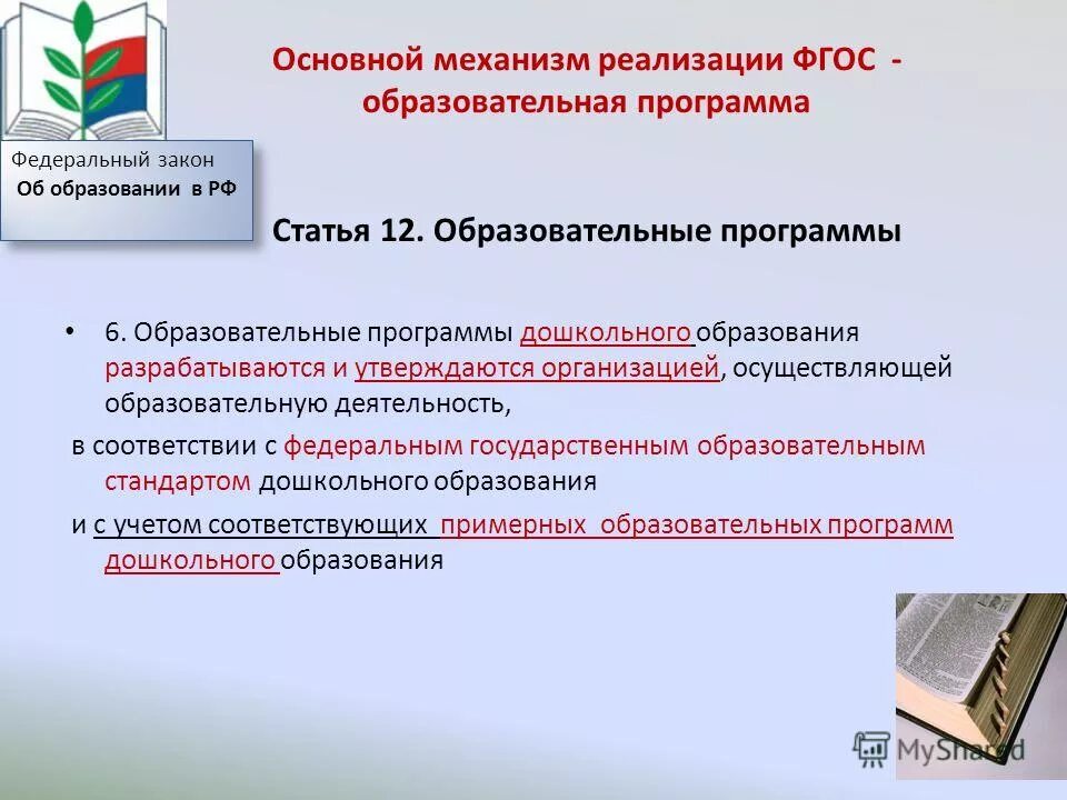 Условия реализации образовательной программы фгос ооо. Реализация программ дошкольного образования. Программа ФГОС дошкольного образования. ФГОС до образовательная программа. Образовательные программы разрабатываются и утверждаются.