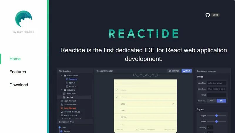 Reactide. React ide. React developer Tools. React ide UI.