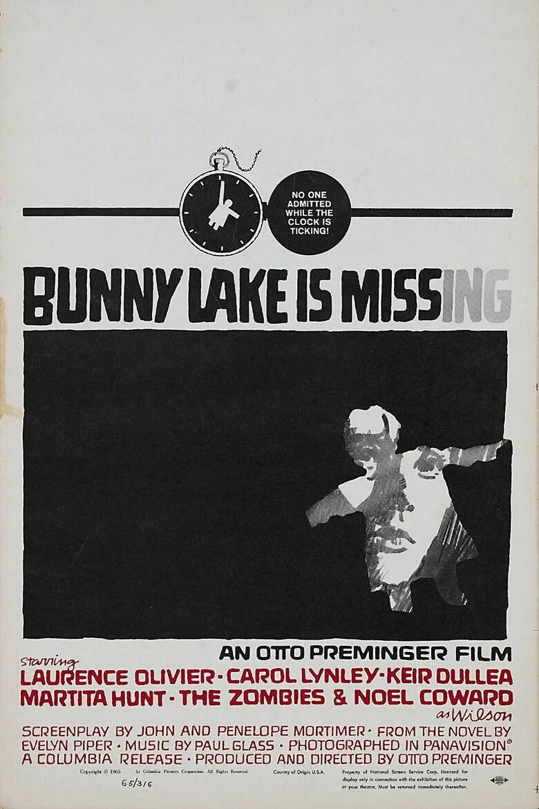 Исчезнувшая Банни Лейк. Постер missing. Bunny lake