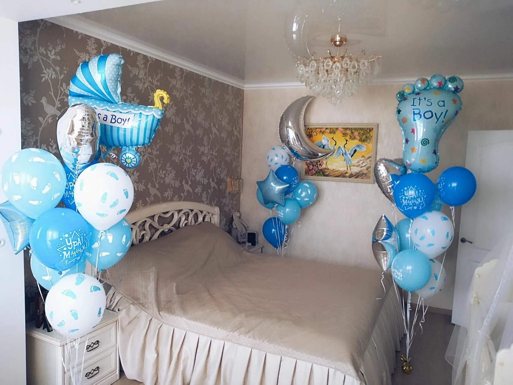 Украшение шарами на выписку мальчика. Шары на выписку. Украшение комнаты на выписку из роддома мальчика. Шары на выписку. Как украсить выписку из роддома мальчика.