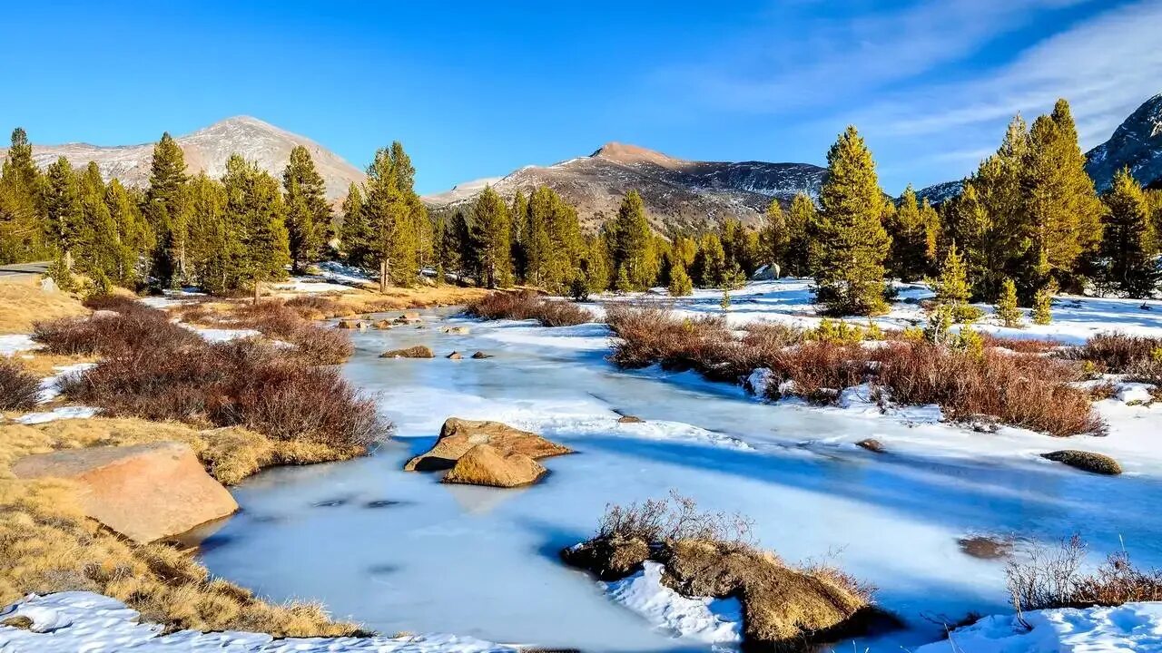 Природа весной. Красивые пейзажи ранней весны. Небо и ручьи. Весенний пейзаж. Небо и ручьи.