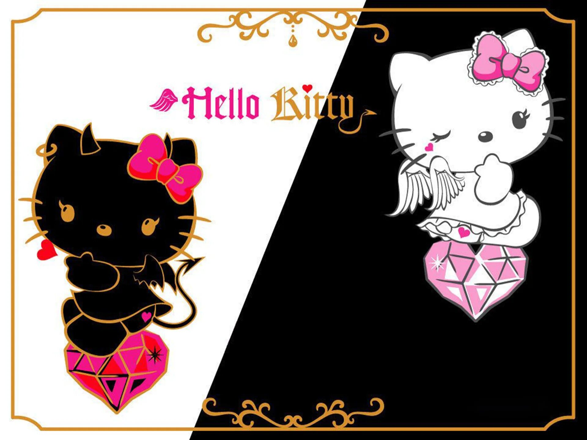 Подружка hello kitty. Хеллоу китти парные. подружка хеллоу китти черная. hello kitty обои эмо. hello kitty злая и добрая.