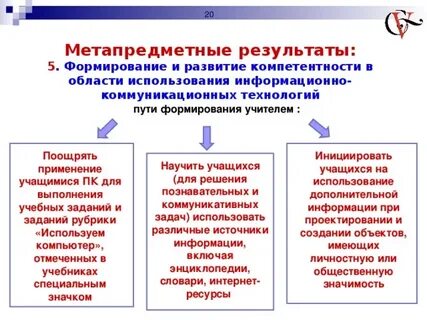 Предметные и метапредметные компетенции
