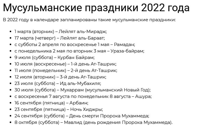 Какие праздники 2022 году. Мусульманские праздники в 2022 году календарь. Список праздников мусульман в 2022 году. Список мусульманских праздников на 2022 год. Календарь праздников мусульман 2022.