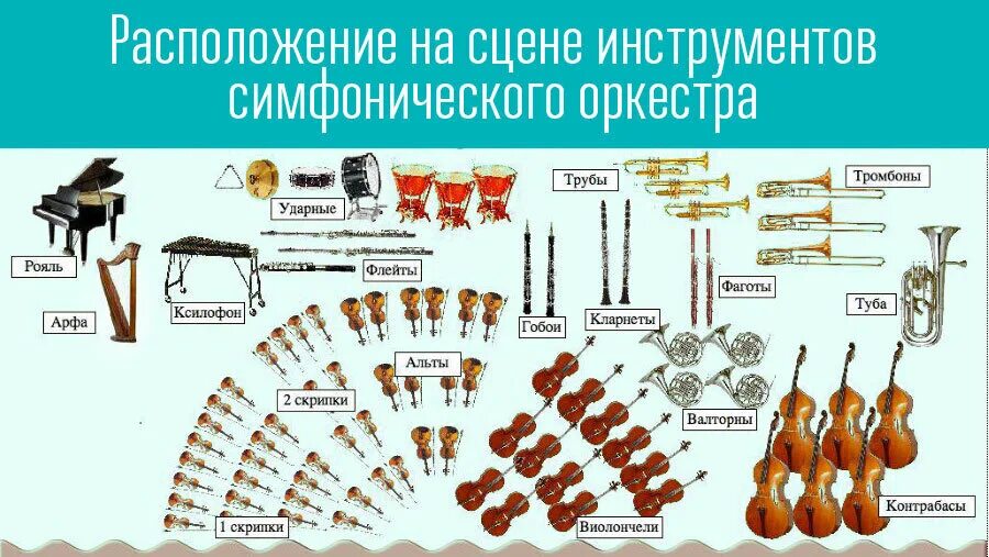 Сколько групп в симфоническом. Симфонический оркестр состав инструментов. Духовые инструменты симфонического оркестра. Струнные духовые инструменты симфонического оркестра. Схема инструментов с названиями симфонического оркестра.