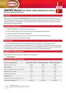 Характеристики масла синтек