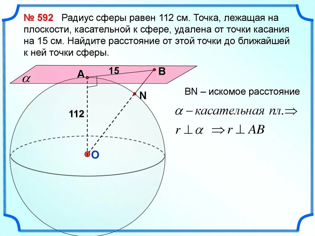 Данное расстояние это шара. Радиус сферы равен 112. Касательная к сфере задачи. Точки лежат на сфере. Радиус сферы равен 15 точка лежащая на плоскости касательной к сфере.