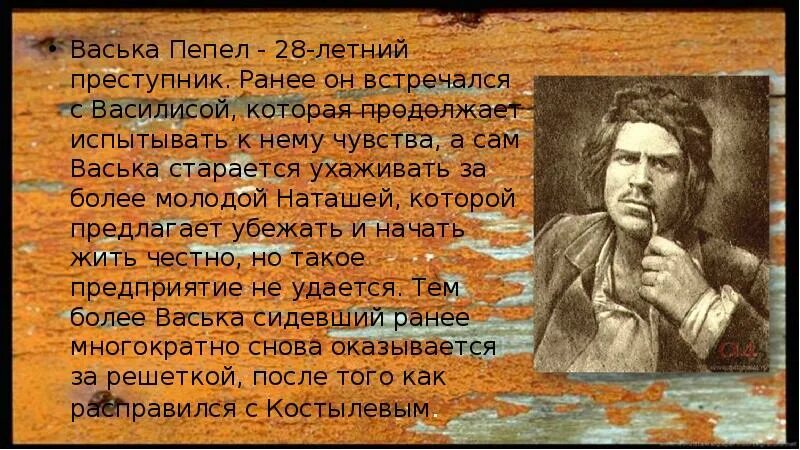 Пепел судьба героя. Васька пепел. Горький на дне Васька пепел. Пепел на дне. Васька пепел в пьесе на дне.