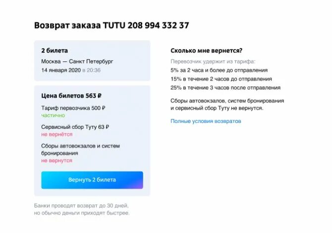 Как вернуть билет через туту