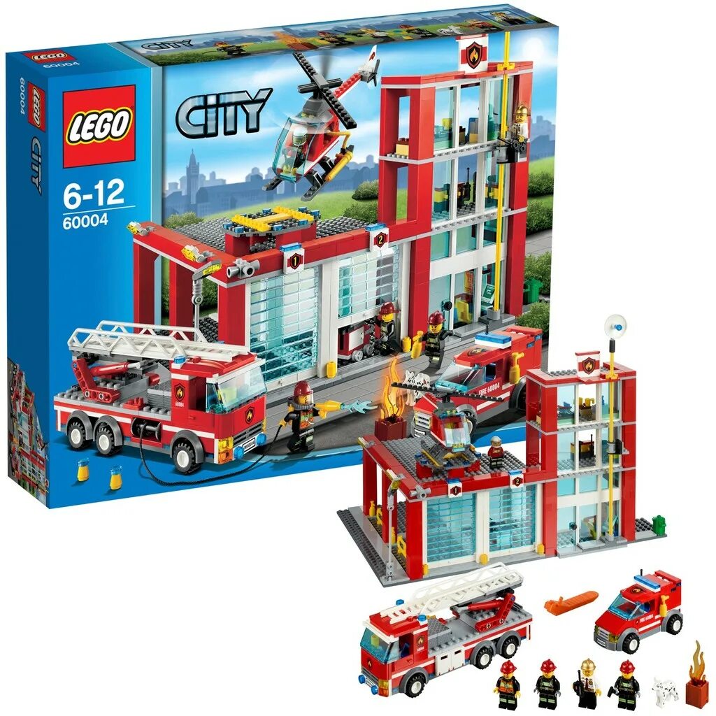 Сити пожарная. LEGO City пожарная станция 60004. Лего Сити 60004. LEGO City 60004 пожарная часть. Лего Сити пожарные 60004.