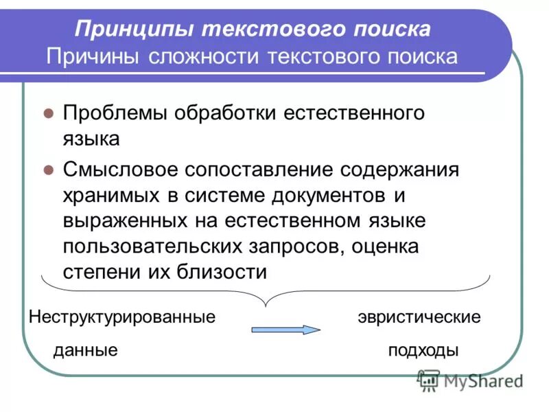 Поиск текстовой информации. Принципы поиска. системы текстового поиска. проблемы обработки естественного языка. технологии текстового поиска.