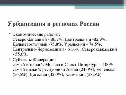 Урбанизация урала