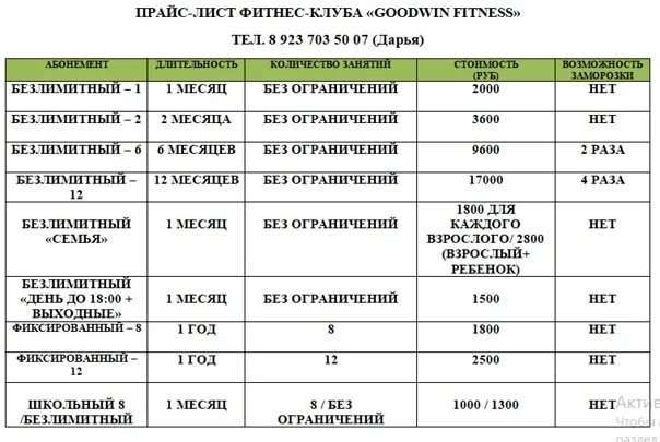 Гудвин Коченево фитнес. Прайс-лист фитнес клуба. Гудвин Томск Гудвин зал 1. Прайс лист тренажерного зала образец. Обь коченево расписание