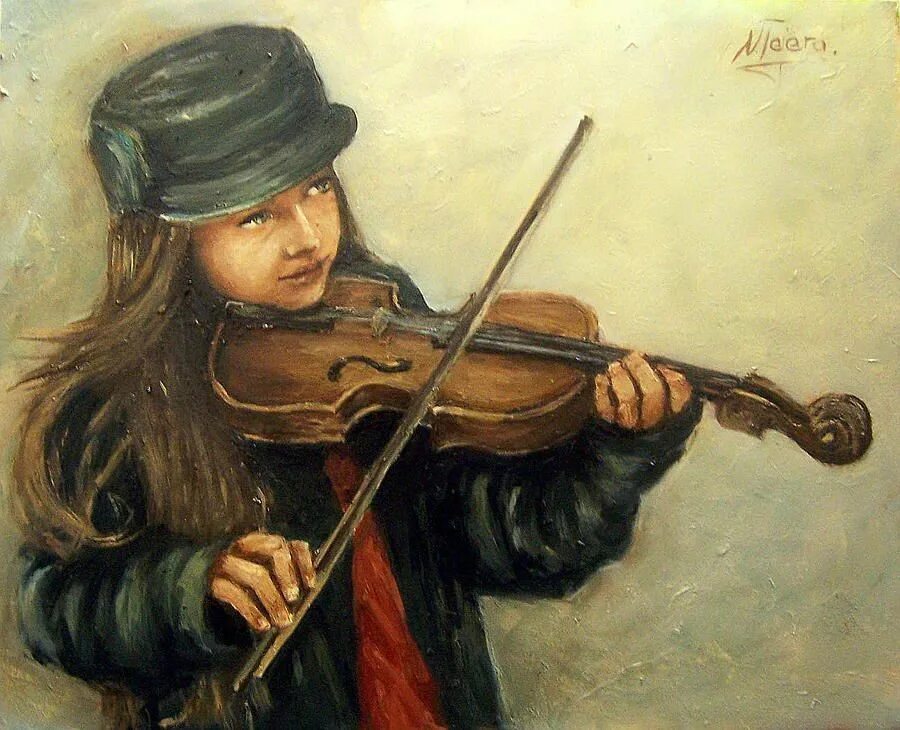 Скрипачка Mark Keller. Девочка со скрипкой живопись. Размышления скрипка