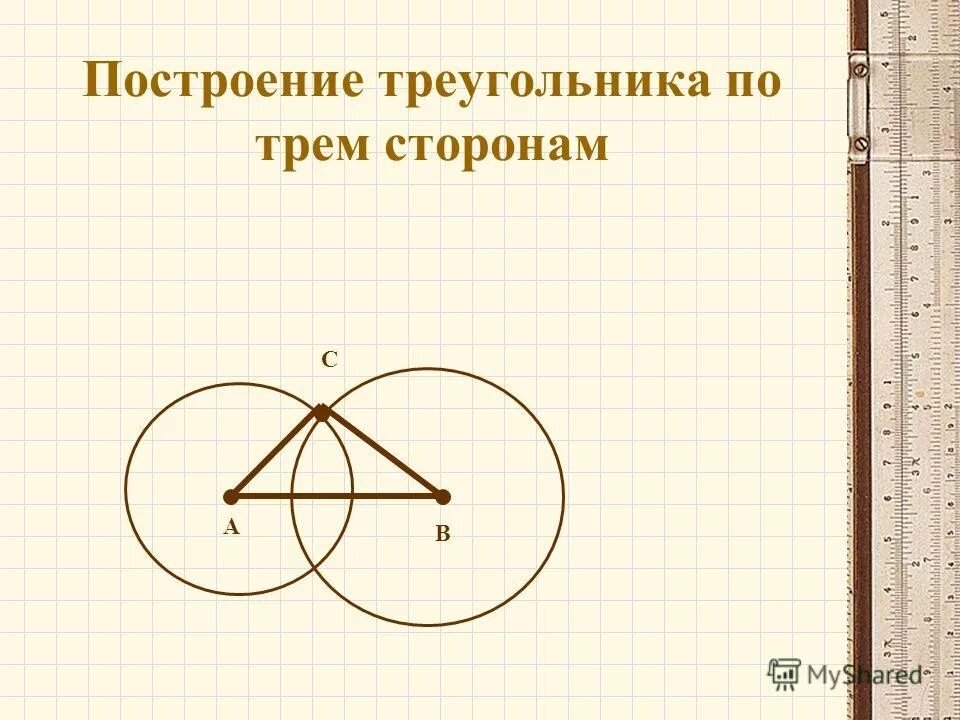 Построить треугольник по трем сторонам. Метод геометрических мест точек в задачах на построение. Условие построения треугольника. Условие построения треугольника. Построение середины треугольника.