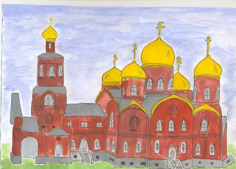 Преображенский храм Хабаровск рисунок. Рисунок города иваново