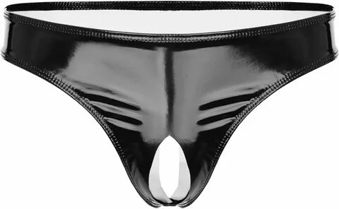 Buy Freebily Mens Shiny Metallic Pvc Leather Open Crotch Briefs Lingerie Pa...