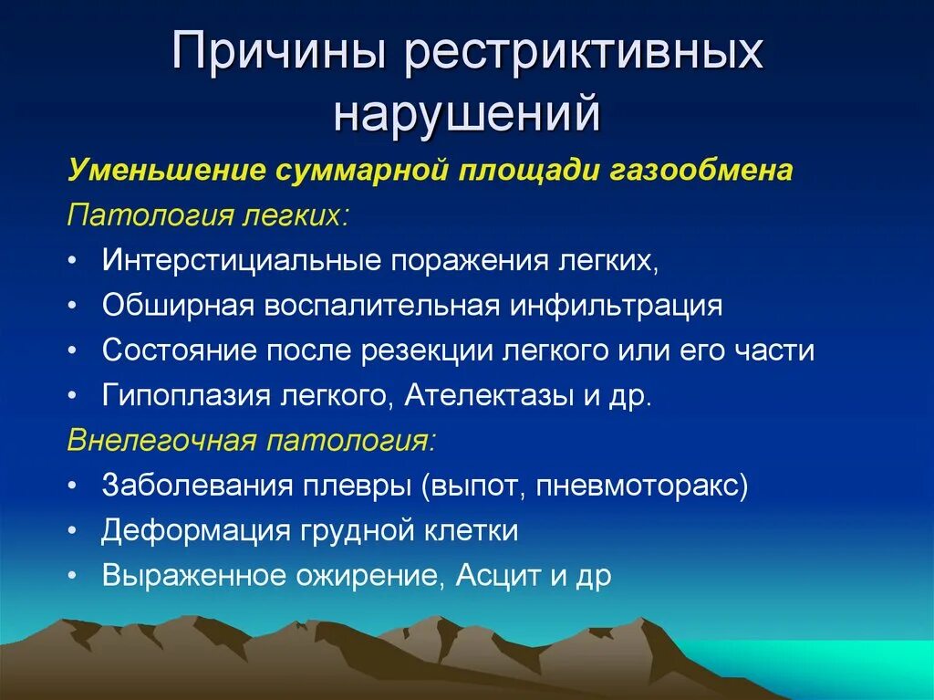 Рестриктивные заболевания легких. Рестриктивные нарушения. Рестриктивный Тип нарушения ФВД. Причина рестриктивных расстройств. Рестриктивная патология легких.