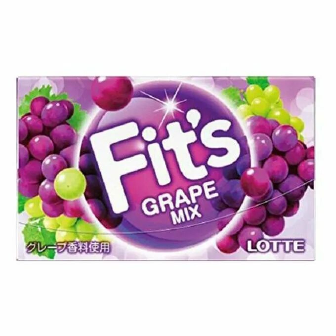 Резинка жевательная Fit`s grape Mix, Lotte, 24.6 г, 1/10/200. Lotte Fits жевательная резинка. Жевательная резинка со вкусом винограда.