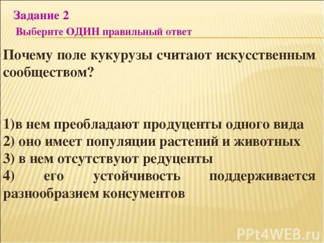 Почему поле кукурузы считают искусственным сообществом