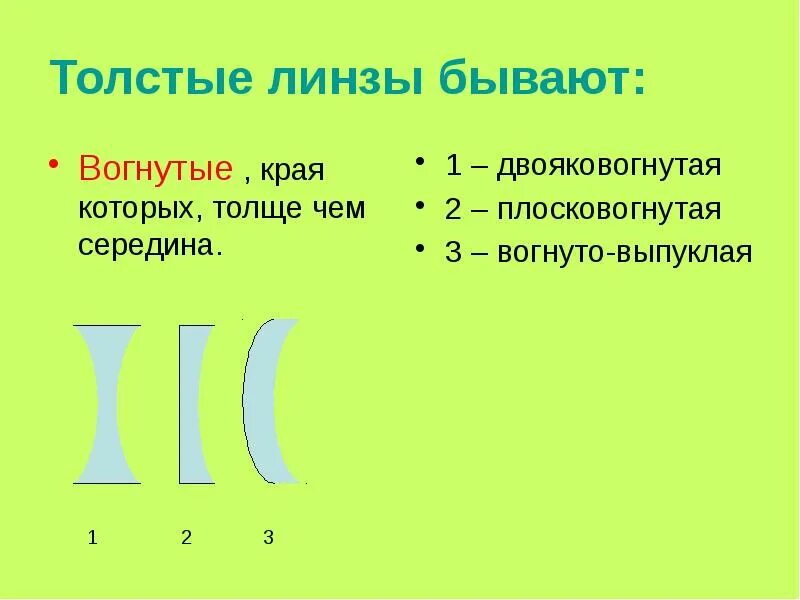 Вогнуто-выпуклая линза схема. Матрица толстой линзы. Вогнутые линзы бывают. Линза у которой края толще