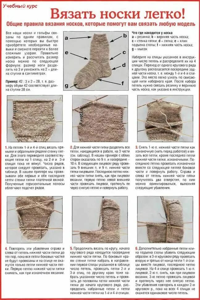 Вязать носки на 5 пошагово