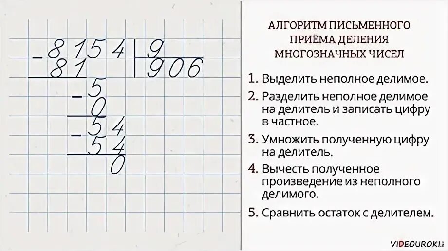Деление чисел в столбик видеоурок. Правила деления в столбик многозначных чисел на двузначное число. алгоритм выполнения деления в столбик 3 класс. как делить в столбик на однозначное число 4 класс. правила деления столбиком на однозначное число.