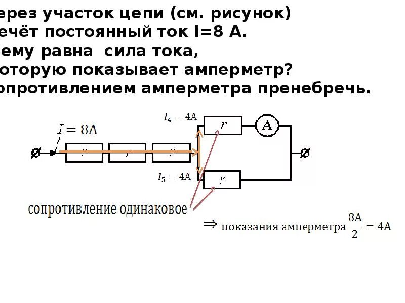 Через участок цепи идет постоянный ток