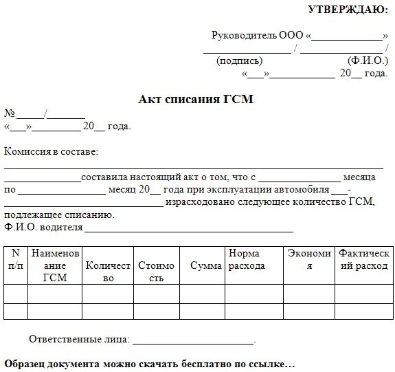 Акт на списание дизельного топлива. Акт списания ГСМ бланк. Акт на списание ГСМ образец. Списание дизельного топлива на Генератор образец.