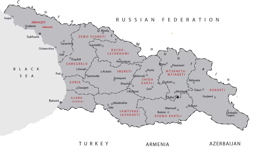Где находится грузия. Административное деление Грузии на карте. Административная карта Грузии. Карта Грузии по районам. Регионы Грузии на карте.