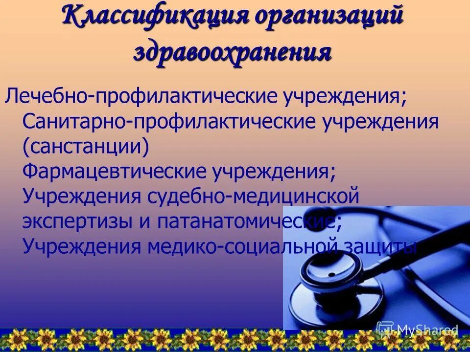 Перечислить учреждения здравоохранения