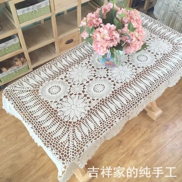 Вязаные крючком прямоугольную скатерть. Скатерть crochet vinyl tablecloth.